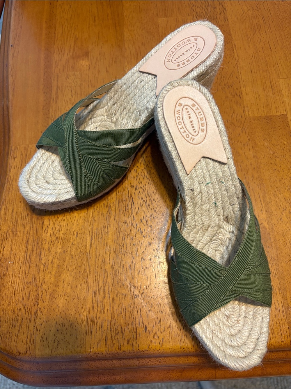 Stubbs & Wootton Green Crisscross Espadrille Slide Sandals